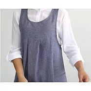 [Mamae]出口韓國時尚鈕扣牛仔棉圍裙 簡約風格 成人廚房工作服藍色