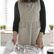 [Mamae] 出口韓國 時尚棉麻圍裙 小格簡約風格 成人廚房圍裙如圖色