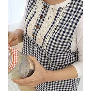 [Mamae] ~新品~出口韓國蕾絲小格子背心式圍裙 簡約風格 廚房工作服 成人圍裙深藍色