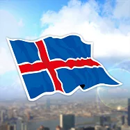 【國旗商品創意館】冰島國旗飄揚抗UV、防水貼紙2入/Iceland~