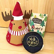 layoo 來喲│聖誕禮物 耶誕麋鹿防水提袋+好事來喲 刺繡 零錢包 耳機線收納 充電線收納 開運-蘇格蘭綠格