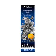 【STAEDTLER 施德樓】黑桿人像素描專用鉛筆 6支入