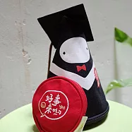 Layoo來哟/畢業禮物【學士服小精靈提袋】+【好事來喲】刺繡 開運 零錢包/耳機線、電源線收納/台灣帆布-紅色