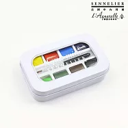 法國 SENNELIER 申內利爾 蜂蜜系列 塊狀水彩白鐵盒 N131618 - 半塊 8色(附水彩筆)