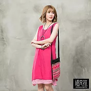 【潘克拉】立體繡線手縫車邊洋裝-F FREE粉