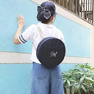 layoo 來喲│【圓滾滾行李收納包】童話動物刺繡 圓行後背包 伸縮背帶 牛仔深藍-貓王