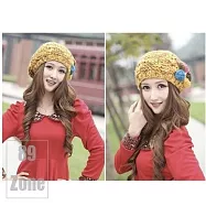 89zone 法式糖果貝雷原宿可愛花毛線帽黄色