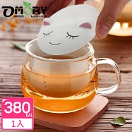 【OMORY】玻璃花茶杯-貓咪