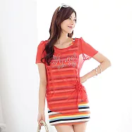 【模兒空間AMOR SPACE】S1020 飄逸柔美層次感雪紡長版上衣101637XL橘紅