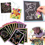 兒童 炫彩 卡通DIY刮刮畫 多款隨機10入(附竹籤刮筆)-kiret多色隨機