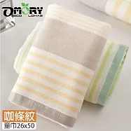 【OMORY】純棉無撚紗兒童毛巾26x50cm(1入)-咖條紋