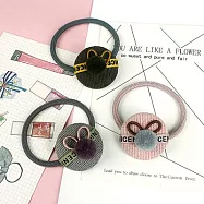 89zone 韓式布藝NICE字母鈕扣毛球兔耳朵髮束 1入 191201885色系/款式隨機出貨