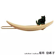 『坂井.亞希子』月亮上貓咪髮夾 -黑色