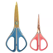 【職人精工剪】鈦金屬剪刀2入組-4.5" (粉紅)+7" (藍)