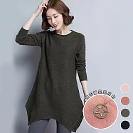 【MsMore】五角吊飾尖角下擺圓領長袖毛織洋裝*103076F灰