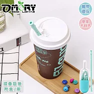 【OMORY】竹節矽膠摺疊吸管(附收納盒/刷)可吊掛-青綠色