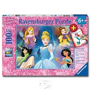 【德國Ravensburger拼圖】迪士尼：迷人的公主&著色書-大拼片拼圖-100XXL片