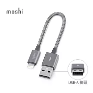 Moshi Integra&trade; 強韌系列 Lightning to USB-A 耐用充電/傳輸編織線(0.25 M)鈦灰