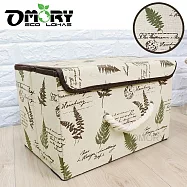 【OMORY】棉麻連蓋式麻繩收納箱 -葉子
