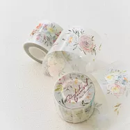 【Meow Illustration】粉紅嘉年華 霧面PET紙膠帶-特油白墨含離型紙