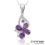 【Sayaka紗彌佳】925純銀神秘夢境四葉草紫鑽造型項鍊 -白金色