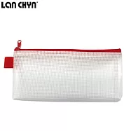 (2個1包)LAN CHYN環保PEVA無毒網狀拉鍊袋 票據紅