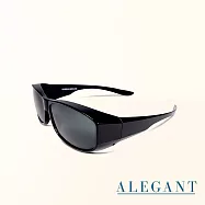 【ALEGANT】簡約曜石黑全罩式寶麗來偏光墨鏡/外掛式UV400太陽眼鏡/包覆套鏡