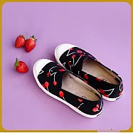 【花見小路】果果日/櫻桃子花布鞋/女鞋/JP25/墨色