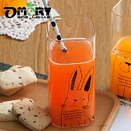 【OMORY】玻璃方口杯400ML-兔子