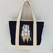 現貨O-ni O-ni 日本新款卡通貓咪法鬥犬手提包 托特包 (3707)牛仔藍