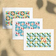 Hello Studio 台灣小物花磚系列 - 飲料、小吃、郵筒│明信片組(三入一組)