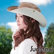 Sunlead 防風吹落防曬寬緣透氣遮陽帽/登山帽(駝色)