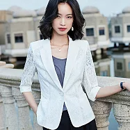 【MsMore】韓劇女主角品味蕾絲西裝外套#106627 L 白