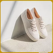 【花見小路】腳踏車日/線的朝暮/女鞋/帆布鞋/厚底JP24.5/白練色