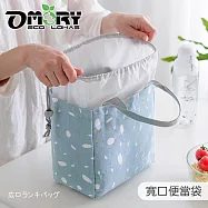 【OMORY】棉麻保溫保冷便當袋(束口拉繩)雪花色隨機- 藍色