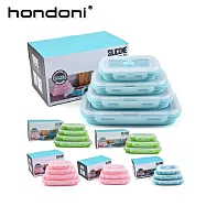 HONDONI 廚房拾光 矽膠摺疊保鮮盒四件組(綠色)+義式保冷保溫袋