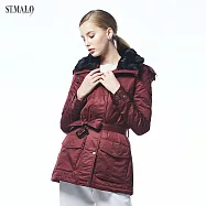 【ST.MALO】英式經典訂織格紋羊駝蓄暖大衣-1730WJXL深紫紅