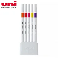 UNI EMOTT 耐水性色筆 5色組 No.2 PASSION COLOR