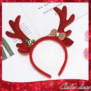 【卡樂熊】派對叮鈴鐺鹿角造型髮箍(兩色)-紅色