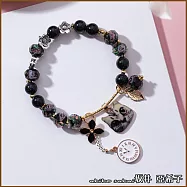 『坂井.亞希子』日系lolita風花漾喵星人琉璃珠造型手鍊-黑色
