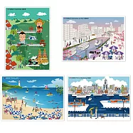 我愛台灣明信片●高雄愛河+高雄港+墾丁+蓮池潭(4張組)