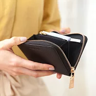 CHENSON真皮 6卡行照零錢夾零錢包(W20205-3)黑