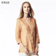 【ST.MALO】天然V型小臉抓皺亞麻襯衫-1524WS- 2XL 駝色