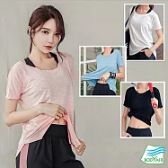 【BODYAIR嚴選】寬版柔軟透紋短袖上衣(瑜珈.慢跑.運動.健身.透氣.舞蹈.運動服) M 白