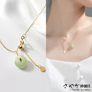 【Sayaka紗彌佳】925純銀文創風格幸福結和闐玉造型項鍊 -單一款式