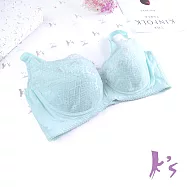 【K’s 凱恩絲】有氧蠶絲透清水藍金蔥花蕾絲內衣B71款 34/75C 水藍色