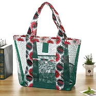 E.City_韓版加厚旅行網格沙灘包購物大方包 湖水綠