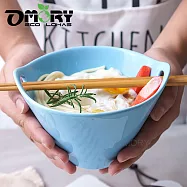 【OMORY】筷不落地/錐形雙耳孔筷架陶瓷碗 -(藍)