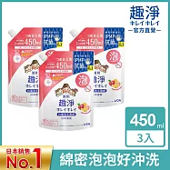 LION日本獅王 趣淨洗手慕斯補充包-清新果香450ml 3入組