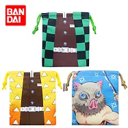 【日本正版授權】鬼滅之刃 抽繩束口袋 3入組 收納袋/束口袋/小物收納 我妻善逸/竈門禰豆子 - A款 855334